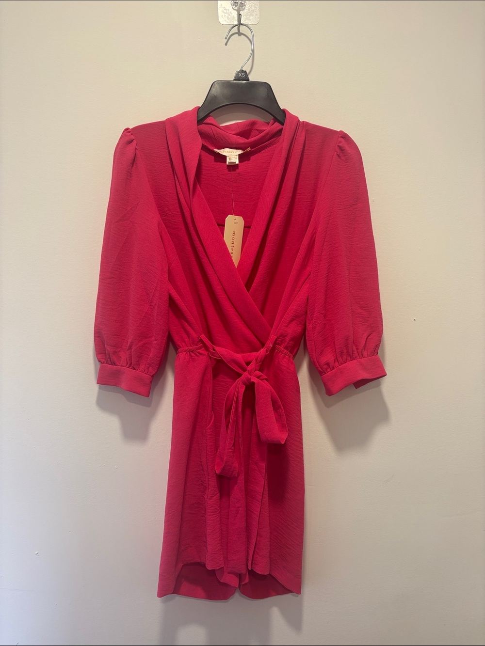 Womens Pink Wrap romper with Tie Waist